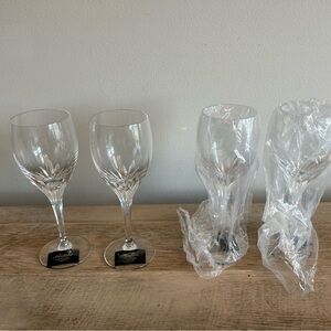 4  Vintage Noritake Cut Crystal Turning Point 8oz Wine Glasses Discontinued NEW